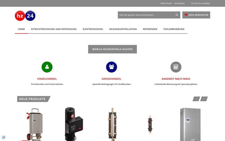 Screenshot of heizzentralen24.de