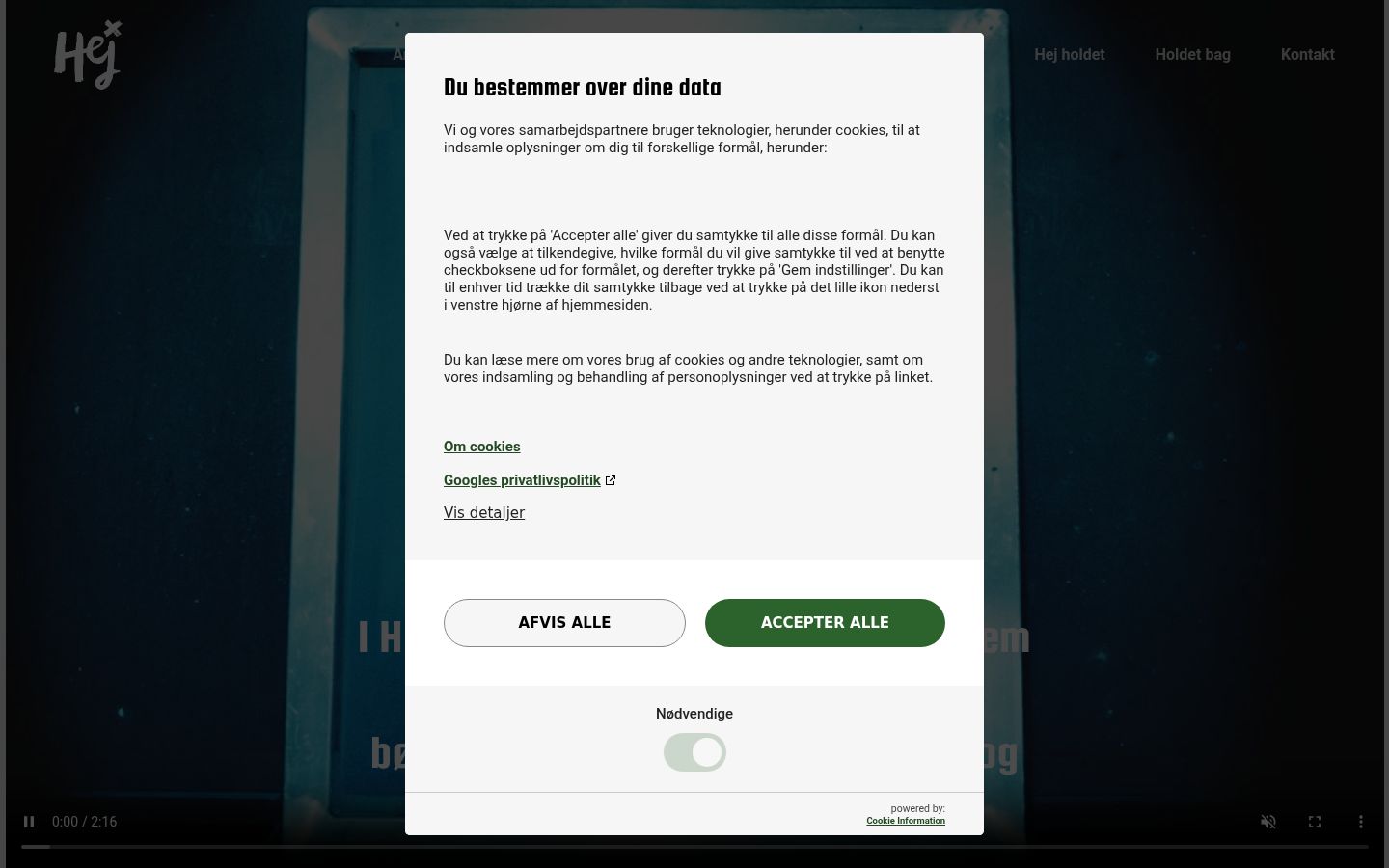 Captura de pantalla del banner de consentimiento mostrado antes de cualquier interacción