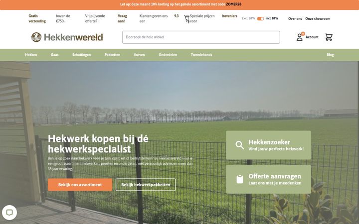 Screenshot of hekkenwereld.nl