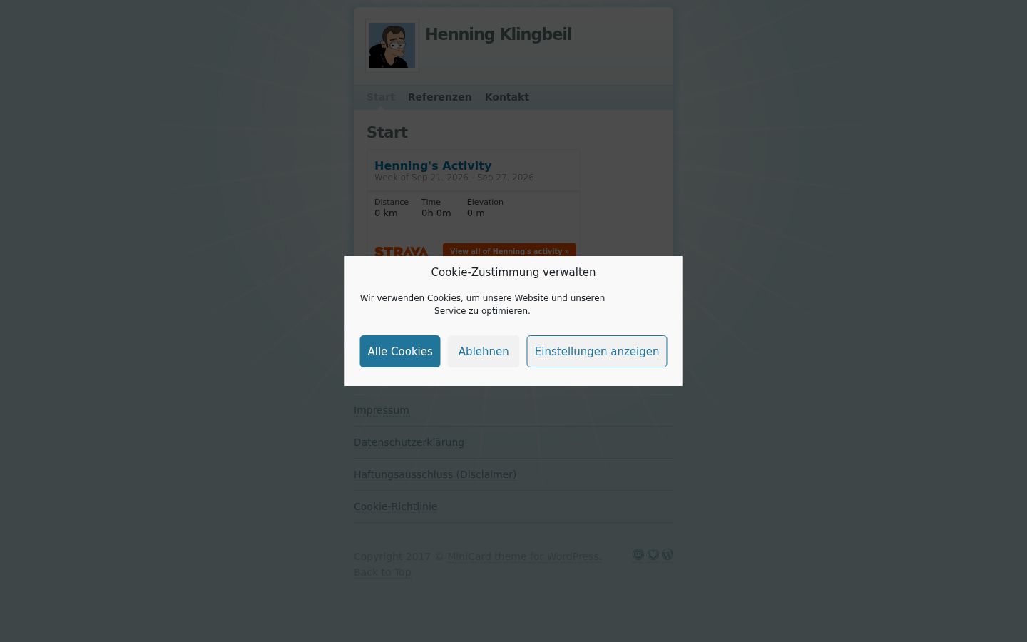 Screenshot del banner di consenso mostrato prima di qualsiasi interazione