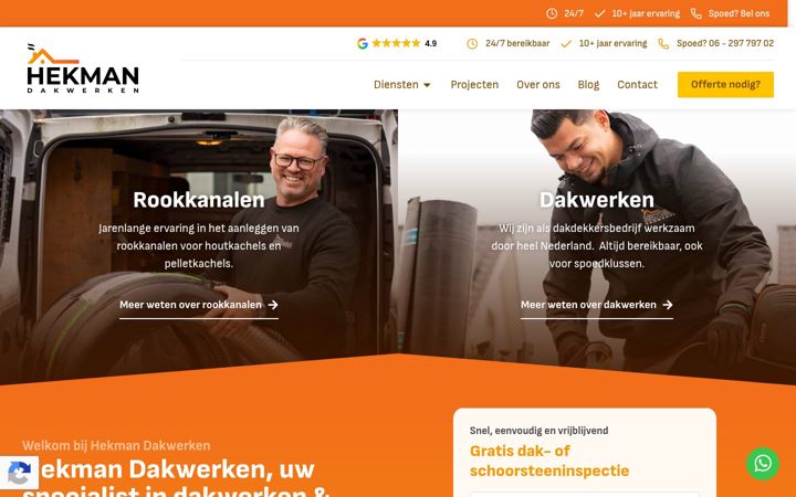 Screenshot of hekmandakwerken.nl