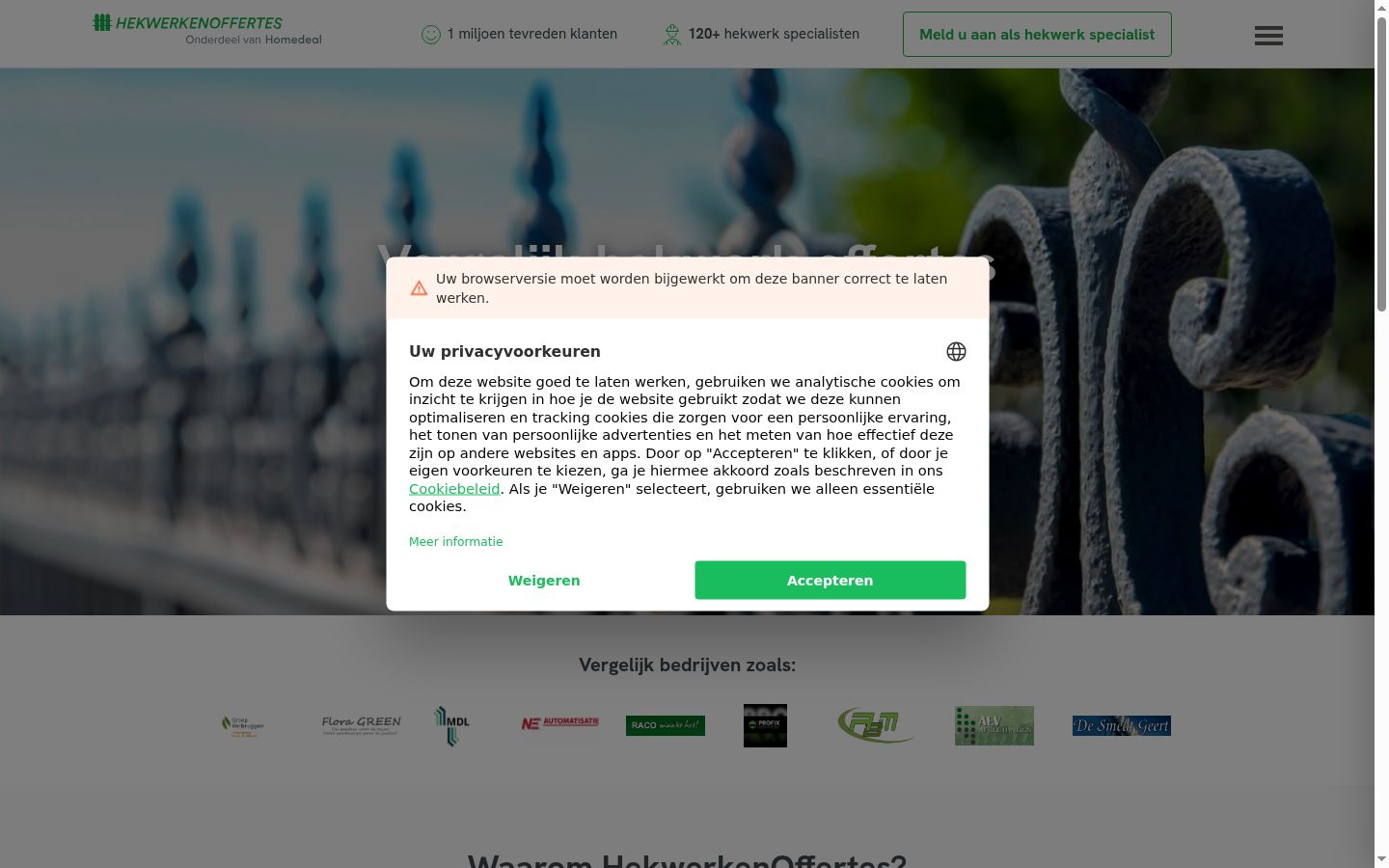 Screenshot des Einwilligungsbanners vor jeglicher Interaktion