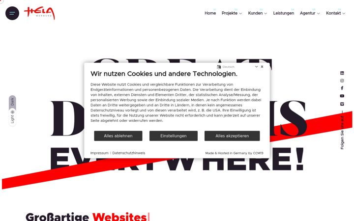 Screenshot of hela.com