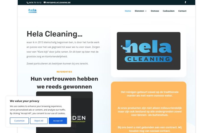 Screenshot of helacleaning.be