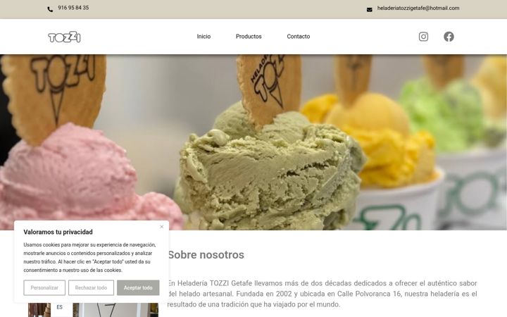 Screenshot of heladeriatozzigetafe.com