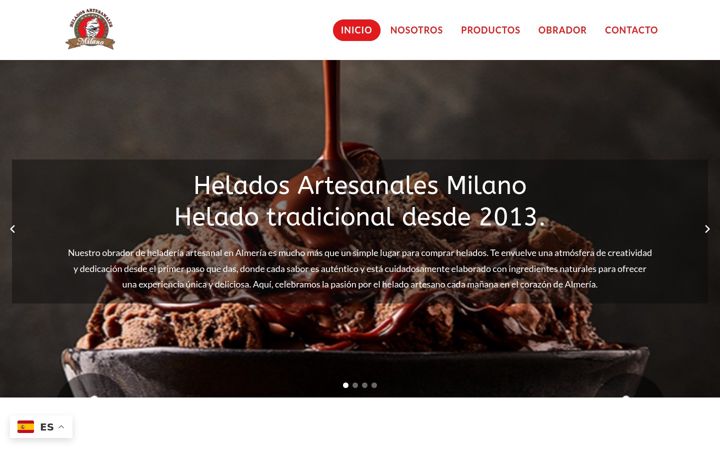 Screenshot of heladosartesanalesmilano.es