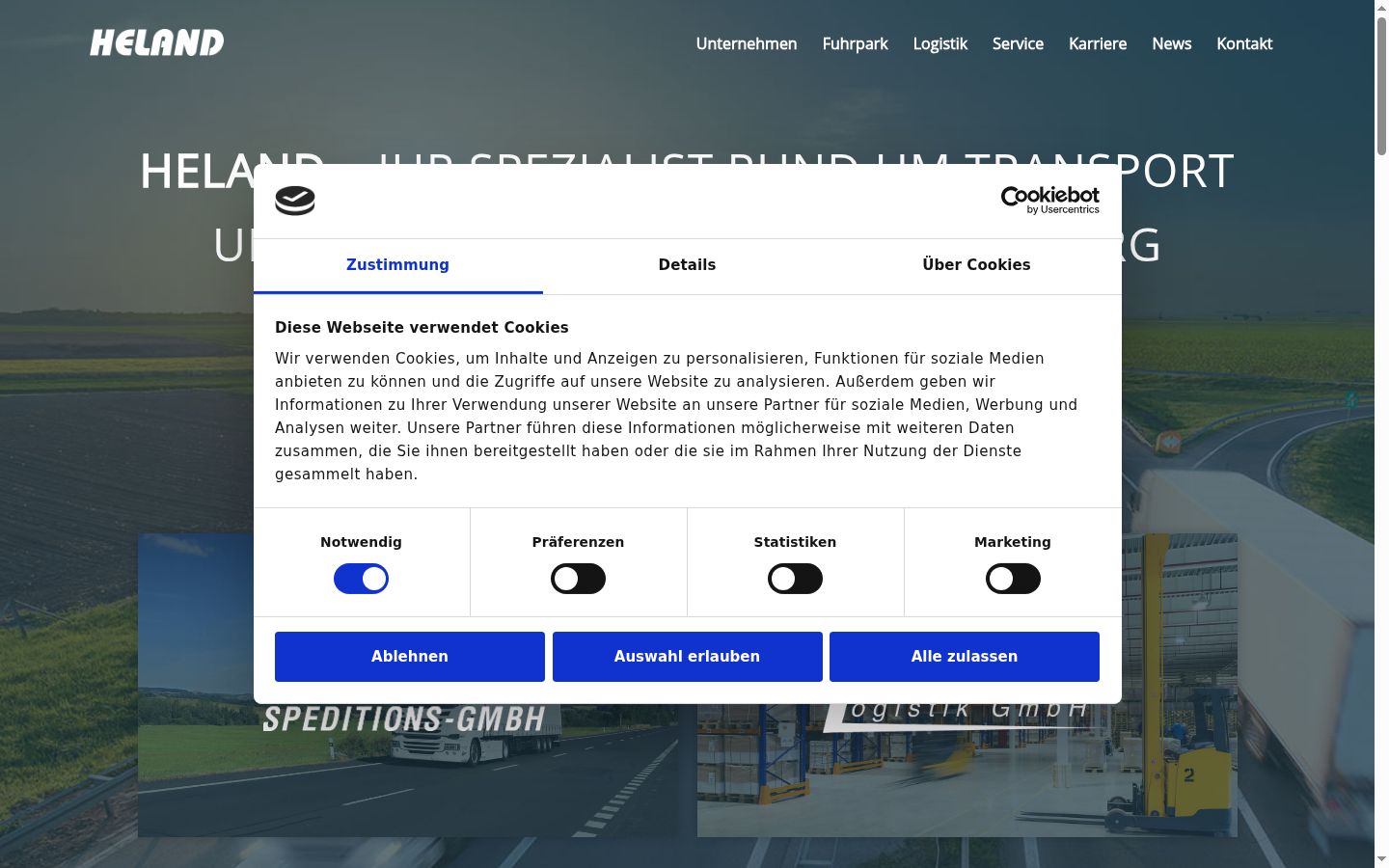 Screenshot del banner di consenso mostrato prima di qualsiasi interazione