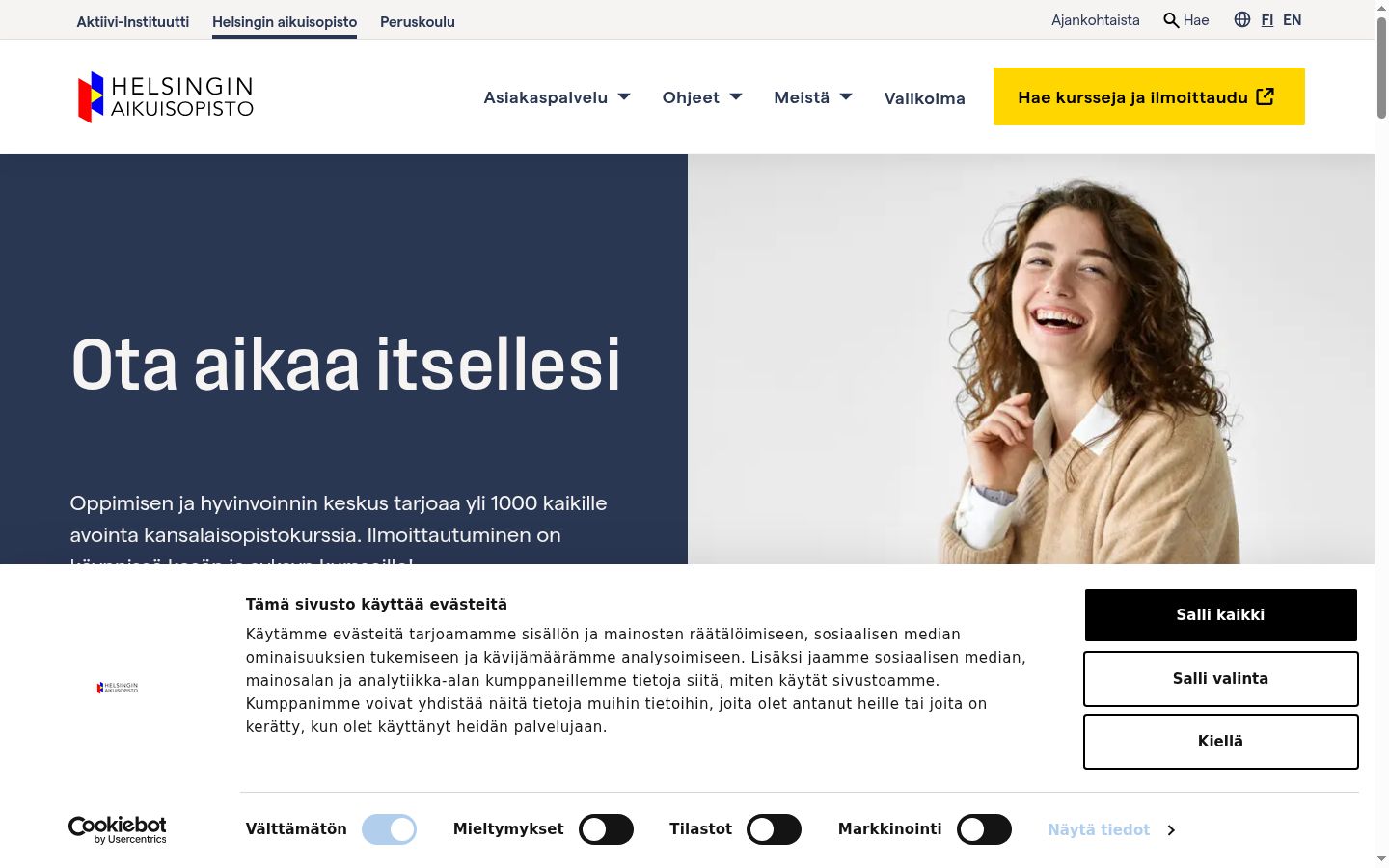 Sutikimo reklamjuostės, rodytos prieš bet kokią sąveiką, ekrano kopija