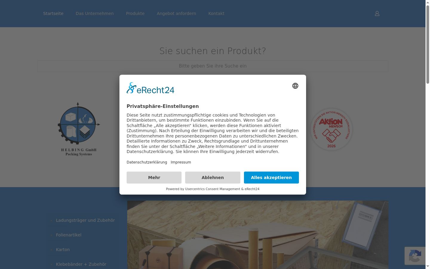 Screenshot del banner di consenso mostrato prima di qualsiasi interazione