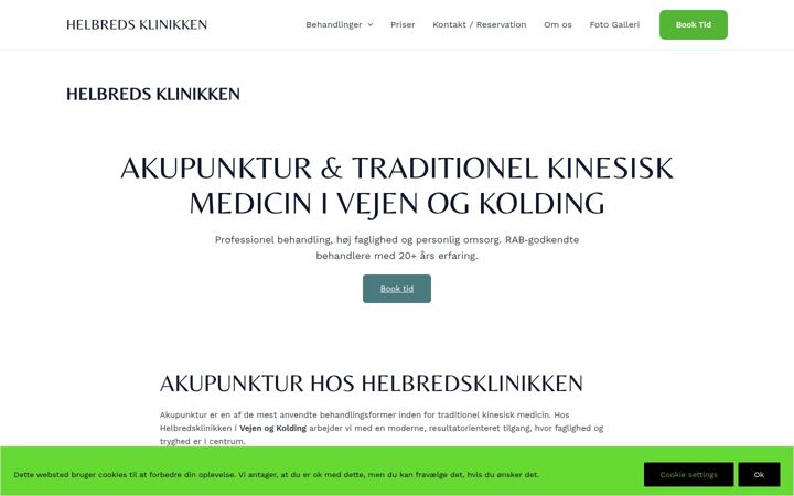 Screenshot of helbredsklinikken.dk