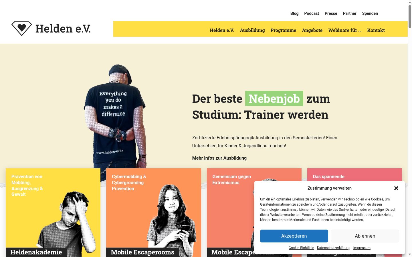 Screenshot del banner di consenso mostrato prima di qualsiasi interazione