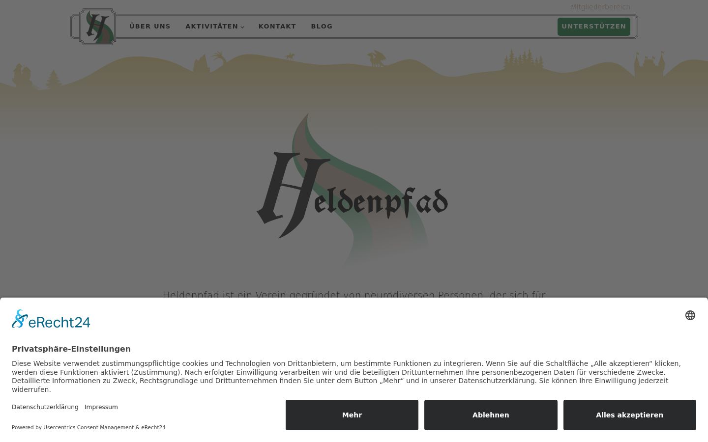 Screenshot des Einwilligungsbanners vor jeglicher Interaktion