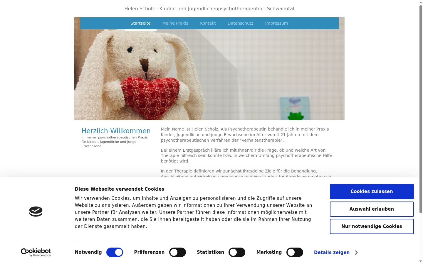 Screenshot des Einwilligungsbanners vor jeglicher Interaktion