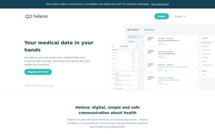 Screenshot of helena.care