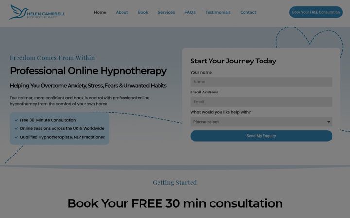 Screenshot of helencampbellhypno.com