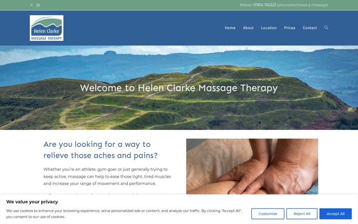 Screenshot of helenclarkemassage.co.uk