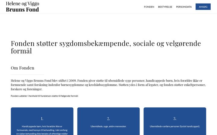 Screenshot of heleneogviggobruunsfond.dk