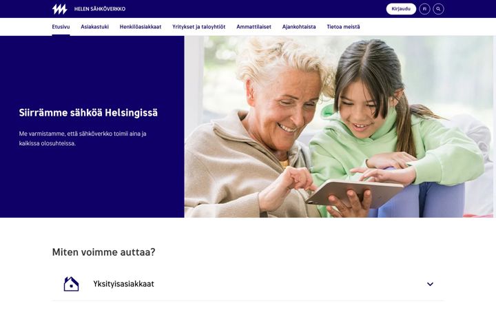 Screenshot of helensahkoverkko.fi
