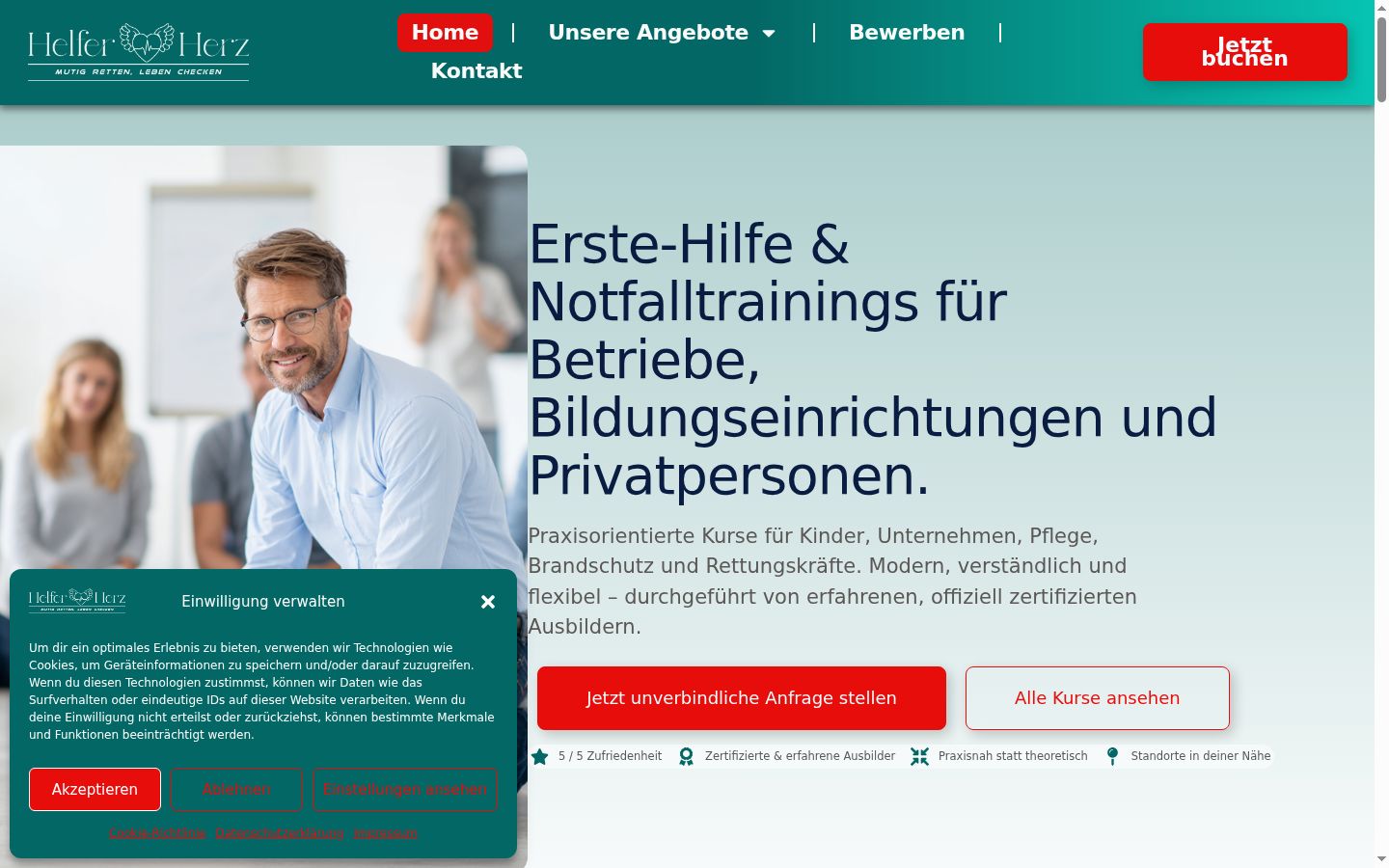 Screenshot van de toestemmingsbanner zoals getoond vóór enige interactie