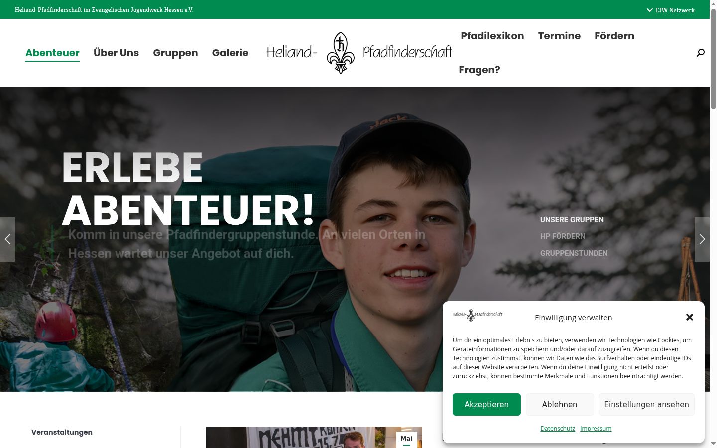 Snímek obrazovky baneru souhlasu zobrazeného před jakoukoli interakcí