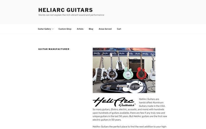 Screenshot of heliarcguitars.com