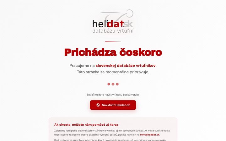Screenshot of helidat.sk