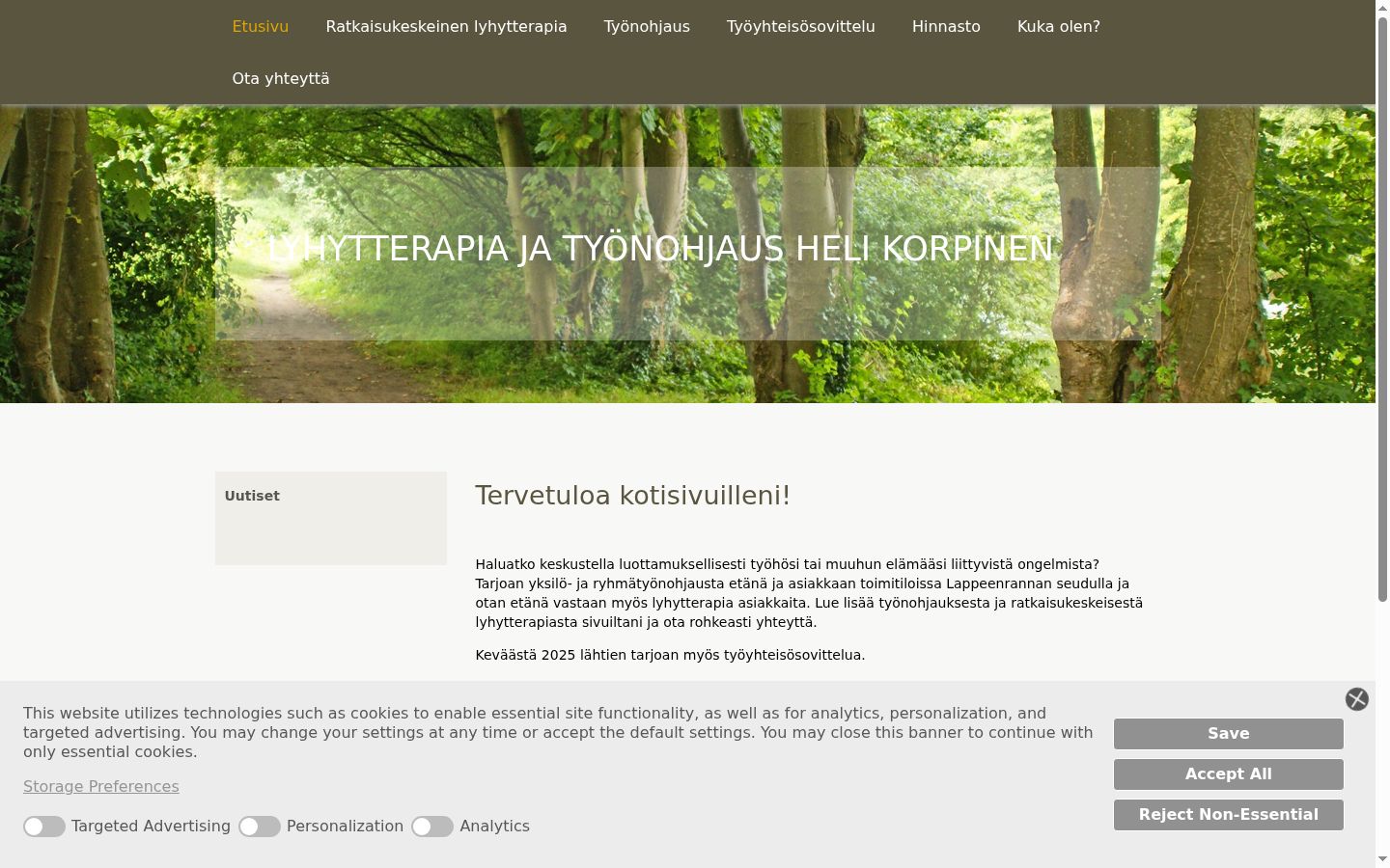 Kuvakaappaus suostumusbannerista, joka näytettiin ennen mitään vuorovaikutusta