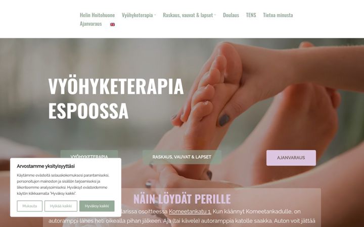 Screenshot of helinhoitohuone.fi