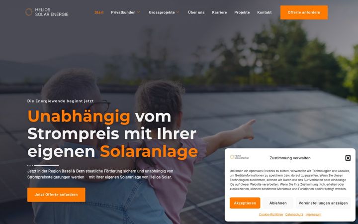 Screenshot of helios-solar.ch