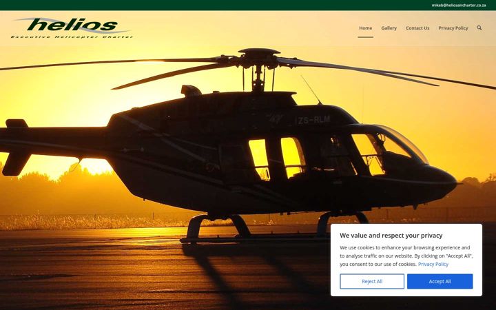 Screenshot of heliosaircharter.co.za