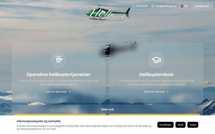 Screenshot of helitrack.no