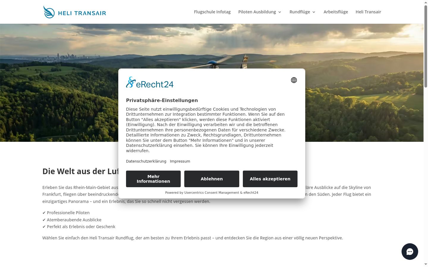 Skärmbild av samtyckesbannern som visades före någon interaktion