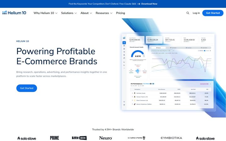 Screenshot of helium10.com