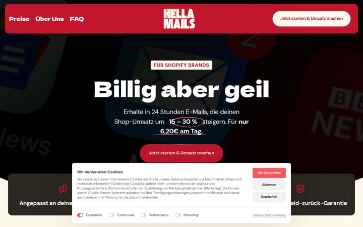 Screenshot of hellamails.de