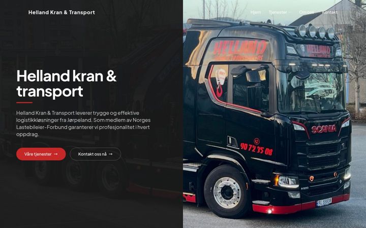 Screenshot of hellandkrantransport.no