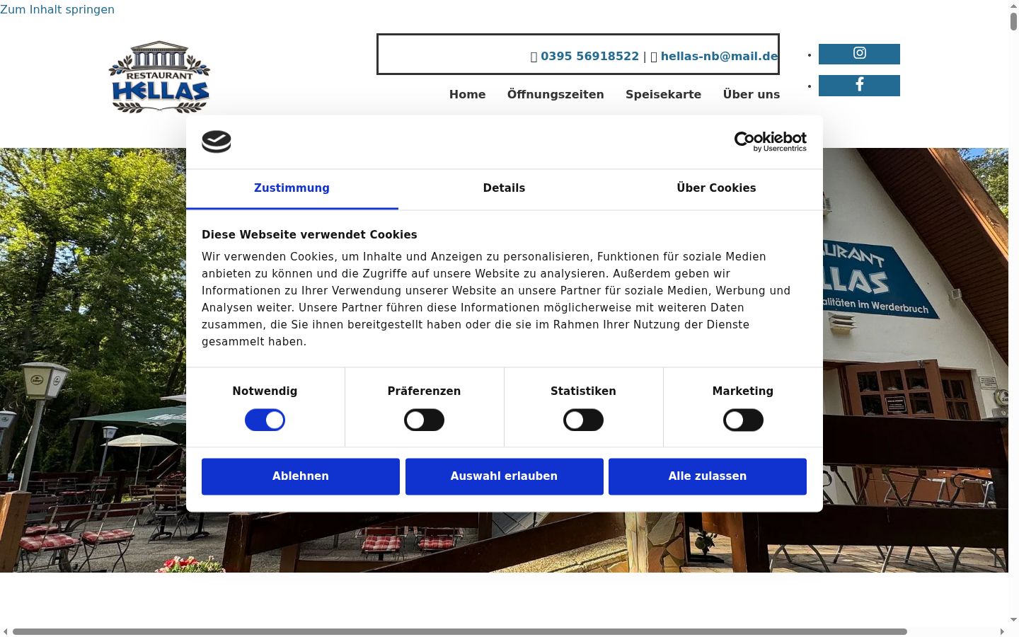 Screenshot of the consent banner shown before any interaction