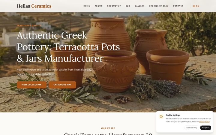 Screenshot of hellasceramics.com