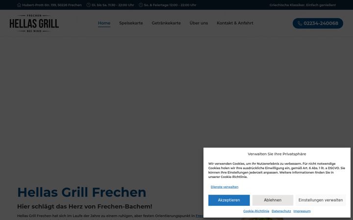 Screenshot of hellasgrillfrechen.de