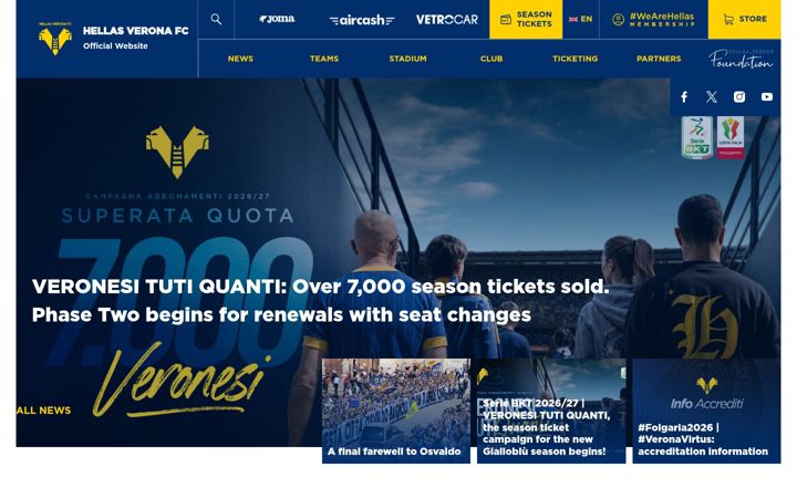Screenshot of hellasverona.it