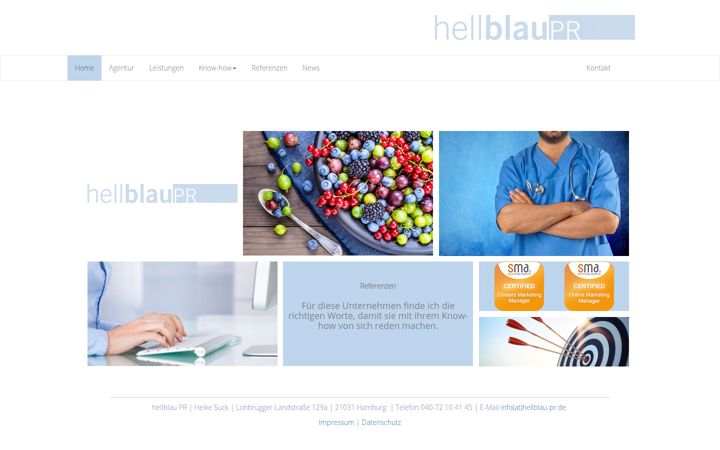 Screenshot of hellblau-pr.de