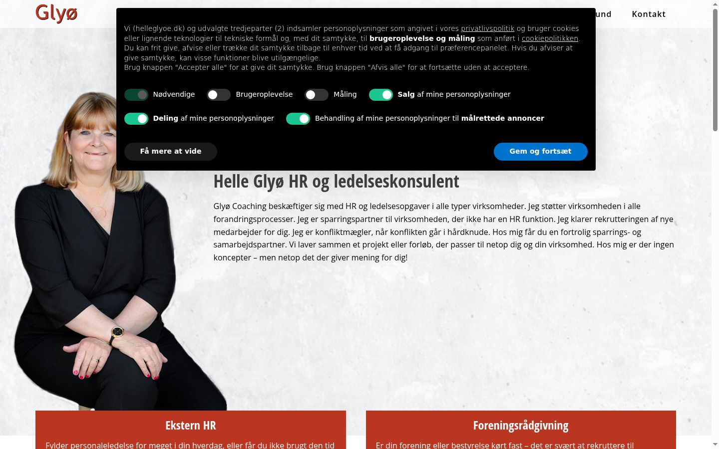 Skærmbillede af samtykkebanneret, som det blev vist før nogen interaktion