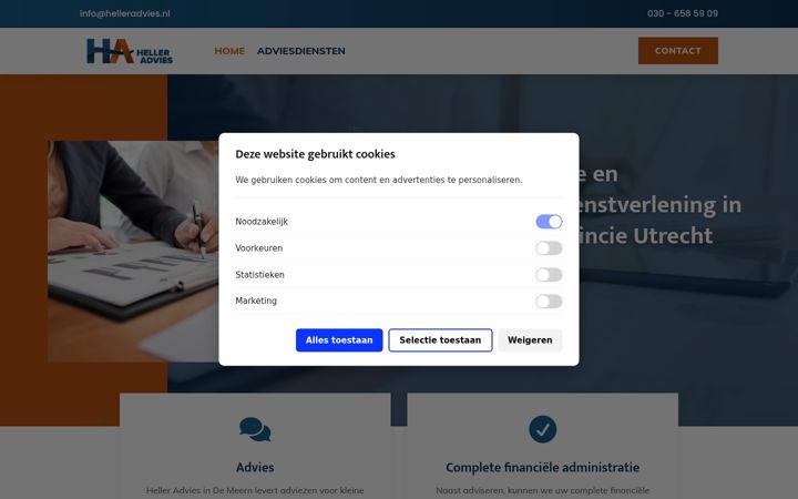 Screenshot of helleradvies.nl