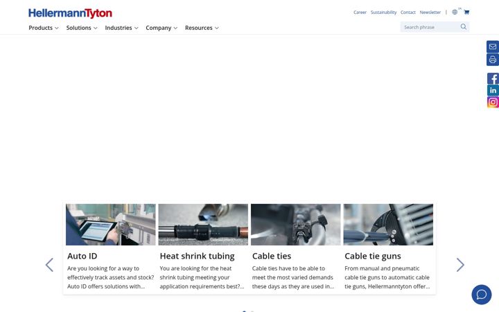 Screenshot of hellermanntyton.co.za