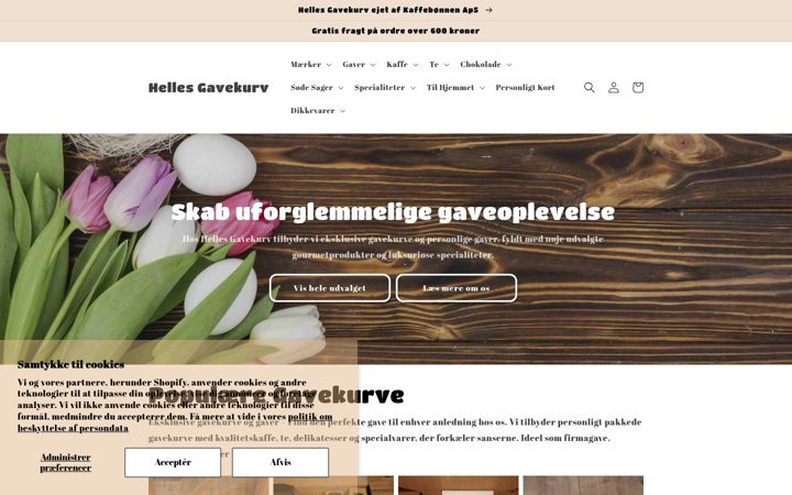 Screenshot of hellesgavekurv.dk