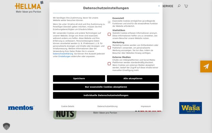 Skærmbillede af hellma.de