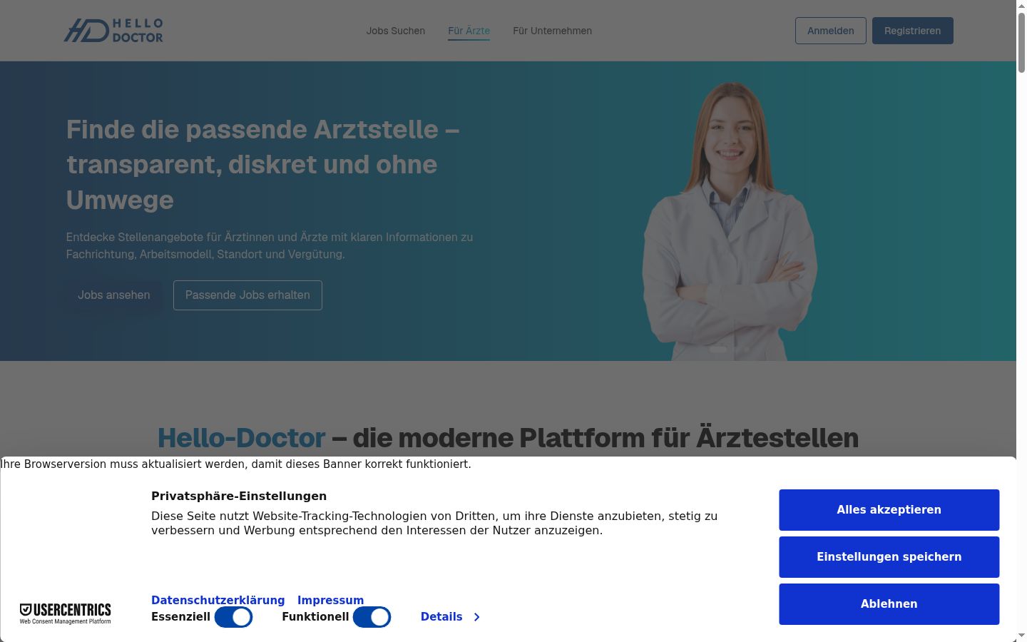 Screenshot del banner di consenso mostrato prima di qualsiasi interazione