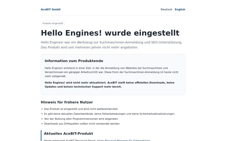 Skärmbild av hello-engines.de