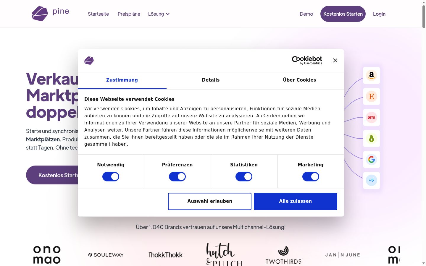 Screenshot of the consent banner shown before any interaction