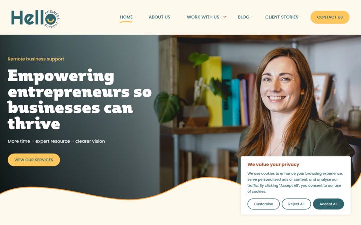Screenshot of hellobusinesssupport.co.uk