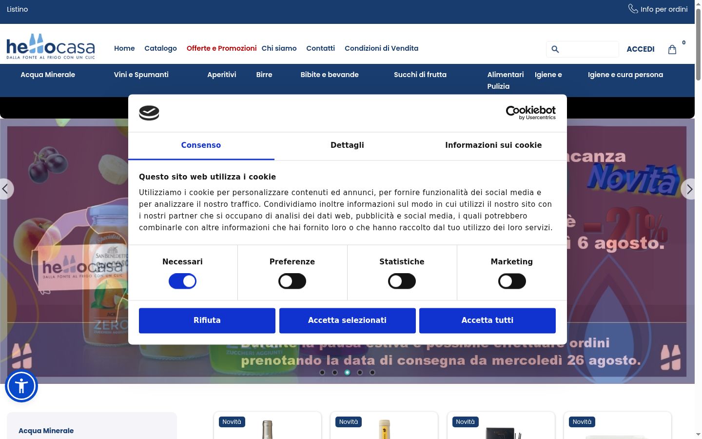 Snimka zaslona bannera za privolu prikazanog prije bilo kakve interakcije